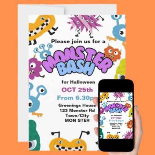 Monster Bash Kinder Halloween feest Kinderen plezi Kaart