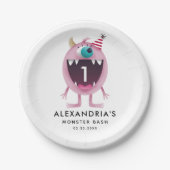 Monster Bash kinderen Birthday Party roze Papieren Bordje (Voorkant)
