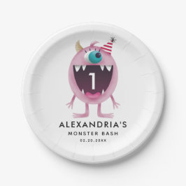 Monster Bash kinderen Birthday Party roze Papieren Bordje