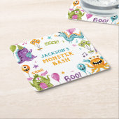 Monster Bash Little Monster Verjaardagsfeest Kartonnen Onderzetters (Schuin)