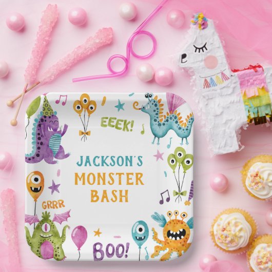 Monster Bash Little Monster Verjaardagsfeest Papieren Bordje (Feest)