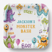 Monster Bash Little Monster Verjaardagsfeest Papieren Bordje (Voorkant)