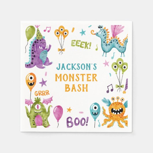 Monster Bash Little Monster Verjaardagsfeest Servet (Voorkant)