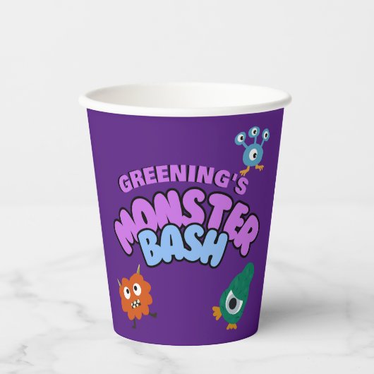 Monster bash party cup Halloween kinder servies Papieren Bekers (Voorkant)
