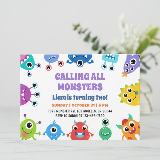 Monster Bash Party Uitnodigen Kaart (Staand voorkant)
