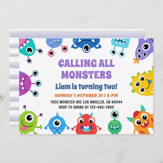 Monster Bash Party Uitnodigen Kaart (Voorkant / Achterkant)