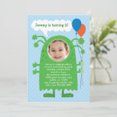 Monster Bash Photo Birthday Party Invitation Kaart (Staand voorkant)