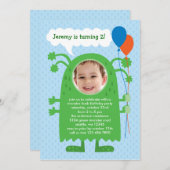 Monster Bash Photo Birthday Party Invitation Kaart (Voorkant / Achterkant)