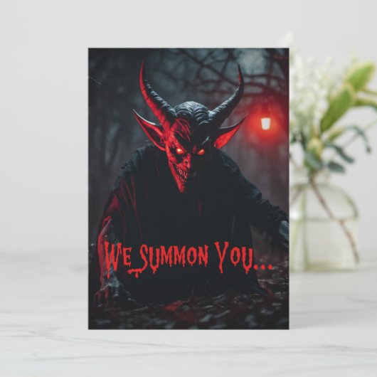 Monster Bash Red Eyed Crawling Devil Halloween Kaart (Staand voorkant)