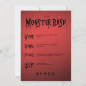 Monster Bash Red Eyed Crawling Devil Halloween Kaart (Achterkant)