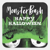 Monster Bash | Spooky Frankenstein Halloween Party Vierkante Sticker (Voorkant)