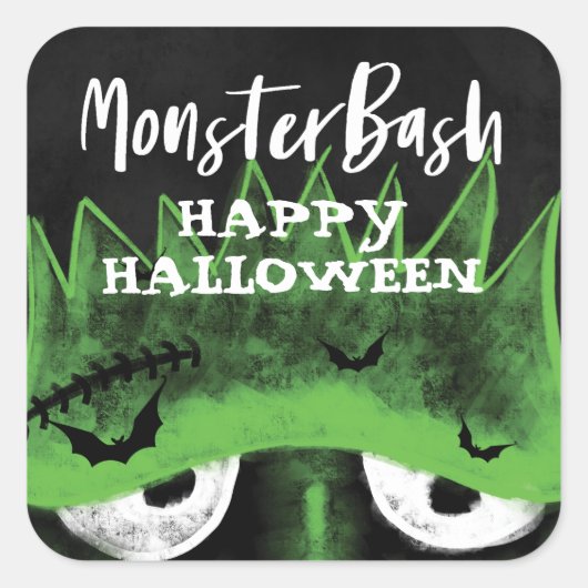 Monster Bash | Spooky Frankenstein Halloween Party Vierkante Sticker (Voorkant)