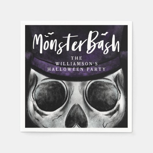 Monster Bash Spooky Skelet Halloween Party Servet (Voorkant)