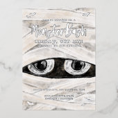 Monster Bash Spooky Wrapped Mummy Halloween Party Folie Uitnodiging (Voorkant)