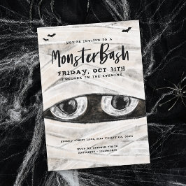 Monster Bash Spooky Wrapped Mummy Halloween Party Kaart