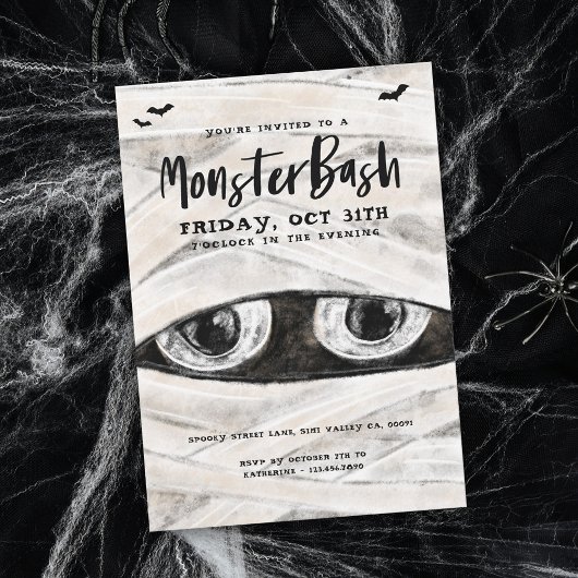 Monster Bash Spooky Wrapped Mummy Halloween Party Kaart
