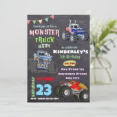 Monster Bash Truck Thema Kids Verjaardag Onderdeel Kaart (Staand voorkant)