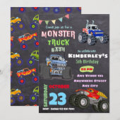Monster Bash Truck Thema Kids Verjaardag Onderdeel Kaart (Voorkant / Achterkant)