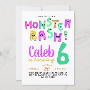 Monster Bash Verjaardag Uitnodiging