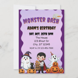 Monster Bash, verjaardagsfeestje met Halloween Kaart