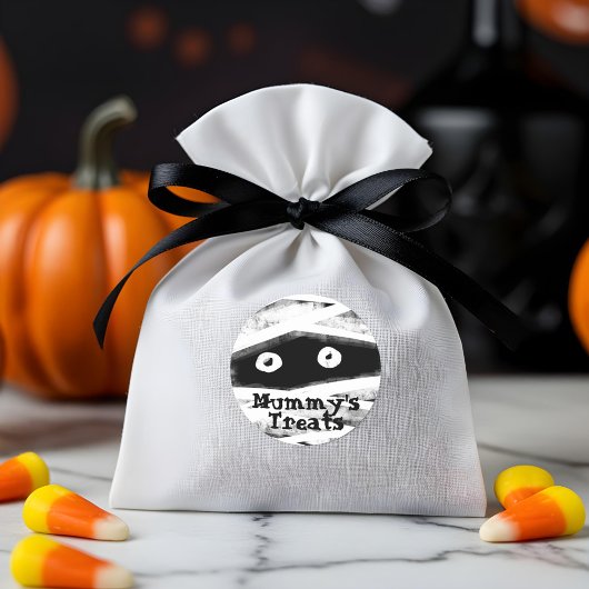 Monster Bash | Zwarte & Witte Mummy Halloween Part Ronde Sticker