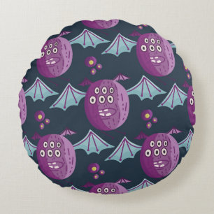 Monster Bats: Schattigee Cartoon  Rond Kussen