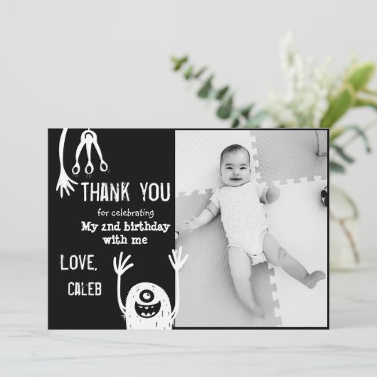 Monster Bedankkaartje Met Foto Bedankkaart (Staand voorkant)