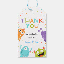 Monster bedankt voor cadeautje label cadeaulabel