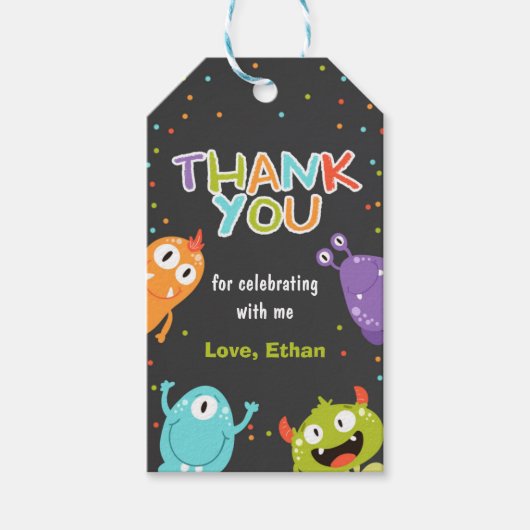 Monster bedankt voor cadeautje label cadeaulabel (Voorkant)