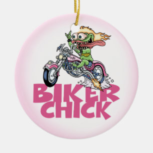 Monster Biker Chick Keramisch Ornament