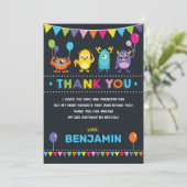 Monster Birthday Bash Chalkboard - Hartelijk dank Kaart (Staand voorkant)