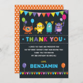 Monster Birthday Bash Chalkboard - Hartelijk dank Kaart (Voorkant / Achterkant)