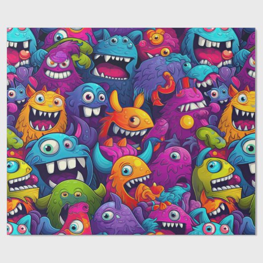 Monster Birthday Cadeaupapier (Vlak)