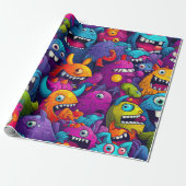 Monster Birthday Cadeaupapier (Uitgerold)