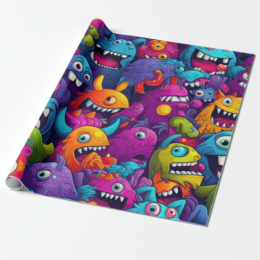 Monster Birthday Cadeaupapier (Uitgerold)
