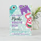 Monster Birthday Invitation Kaart (Staand voorkant)