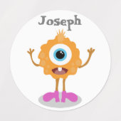 Monster Birthday Party Favor Custom Name Label (Design 1)