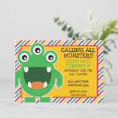 Monster Birthday Party Invitation Kaart (Staand voorkant)