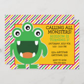 Monster Birthday Party Invitation Kaart (Voorkant / Achterkant)