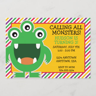 Monster Birthday Party Invitation Kaart