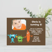 Monster Birthday Party Invitation Kaart (Staand voorkant)