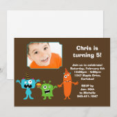 Monster Birthday Party Invitation Kaart (Voorkant / Achterkant)