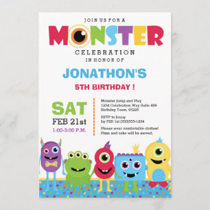 Monster Birthday Party Invitation Kaart