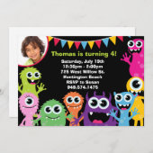 Monster Birthday Party Invitation Kaart (Voorkant / Achterkant)