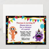 Monster Birthday Party Invitation Kaart (Voorkant / Achterkant)
