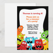 Monster Birthday Party Invitation Kaart (Voorkant / Achterkant)