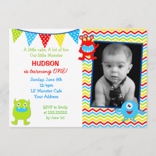 Monster Birthday Party Invitations Kaart
