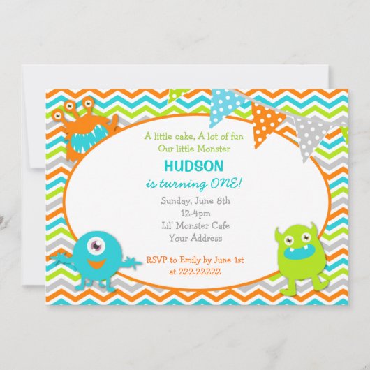 Monster Birthday Party Invitations Kaart (Voorkant)