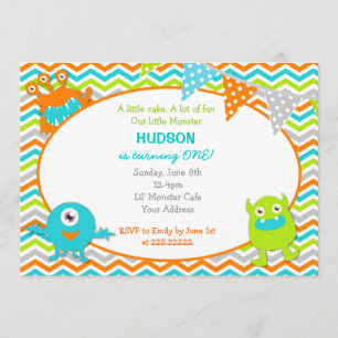 Monster Birthday Party Invitations Kaart