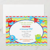 Monster Birthday Party Invitations Kaart (Voorkant / Achterkant)